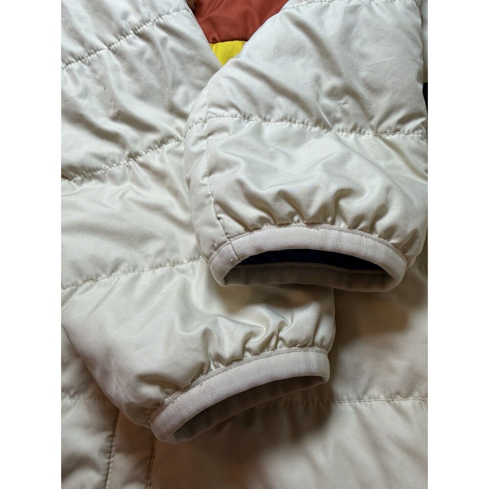 LL Bean Jacket Women’s Large Cream Mountain Classic Puffer Block Striped - Picture 9 of 15